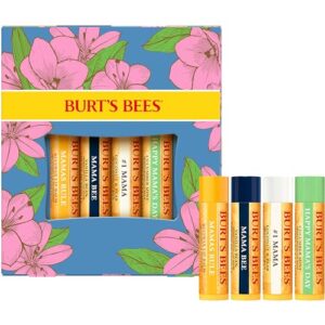 Burt's Bees Stocking Stuffers, Balm Bouquet Lip Balm Set, Original Beeswax, Vanilla Bean, Cucumber Mint, Coconut & Pear Pack, Natural Origin Lip Treatment Christmas Gifts (4-Pack)