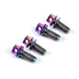 M5x12mm Titanium Bolt with Washers, Bicycle Water Bottle Cage Ti Bolts M5 x 12mm Bolt Hex Screw (4pcs, Multicolored)