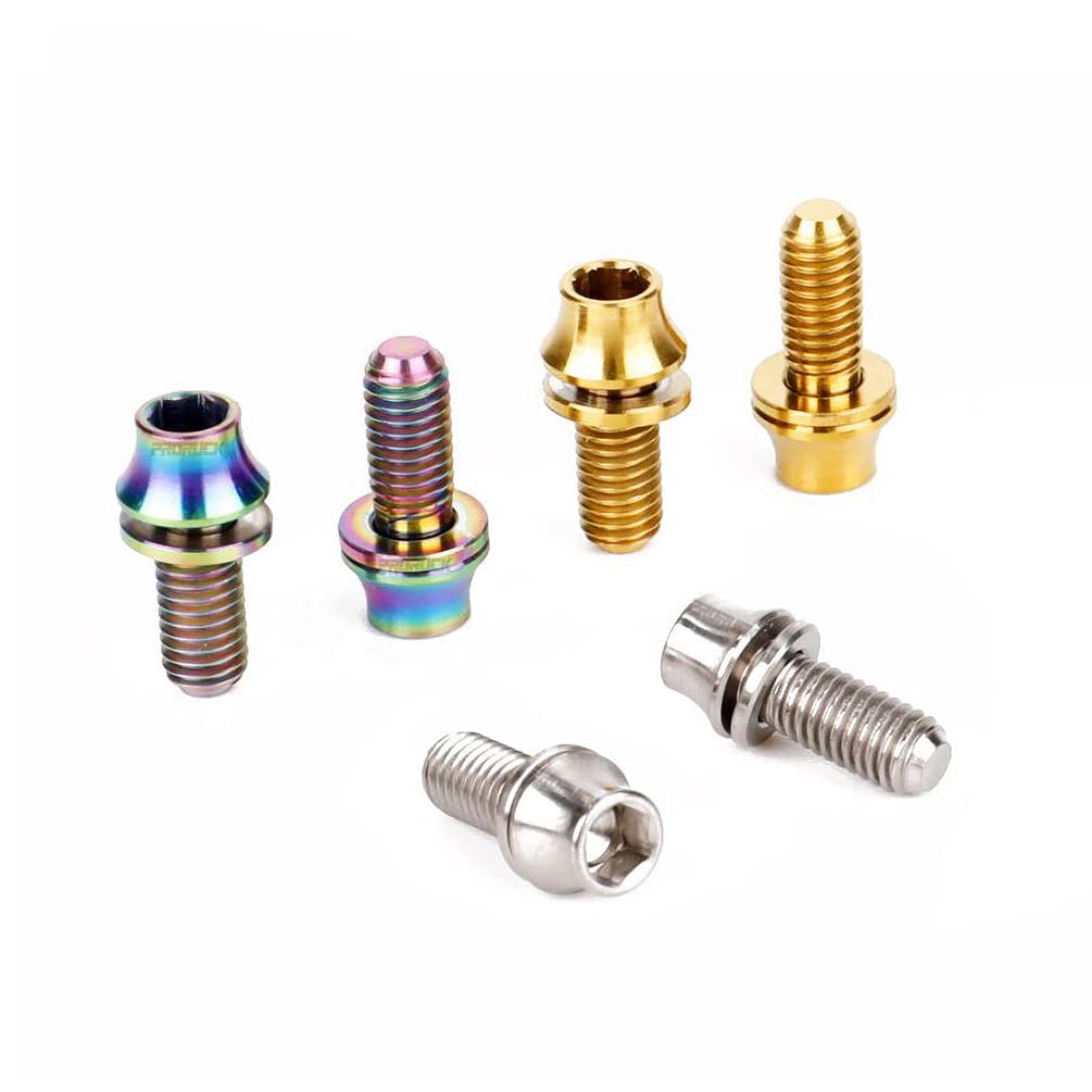 M5x12mm Titanium Bolt with Washers, Bicycle Water Bottle Cage Ti Bolts M5 x 12mm Bolt Hex Screw (4pcs, Multicolored)