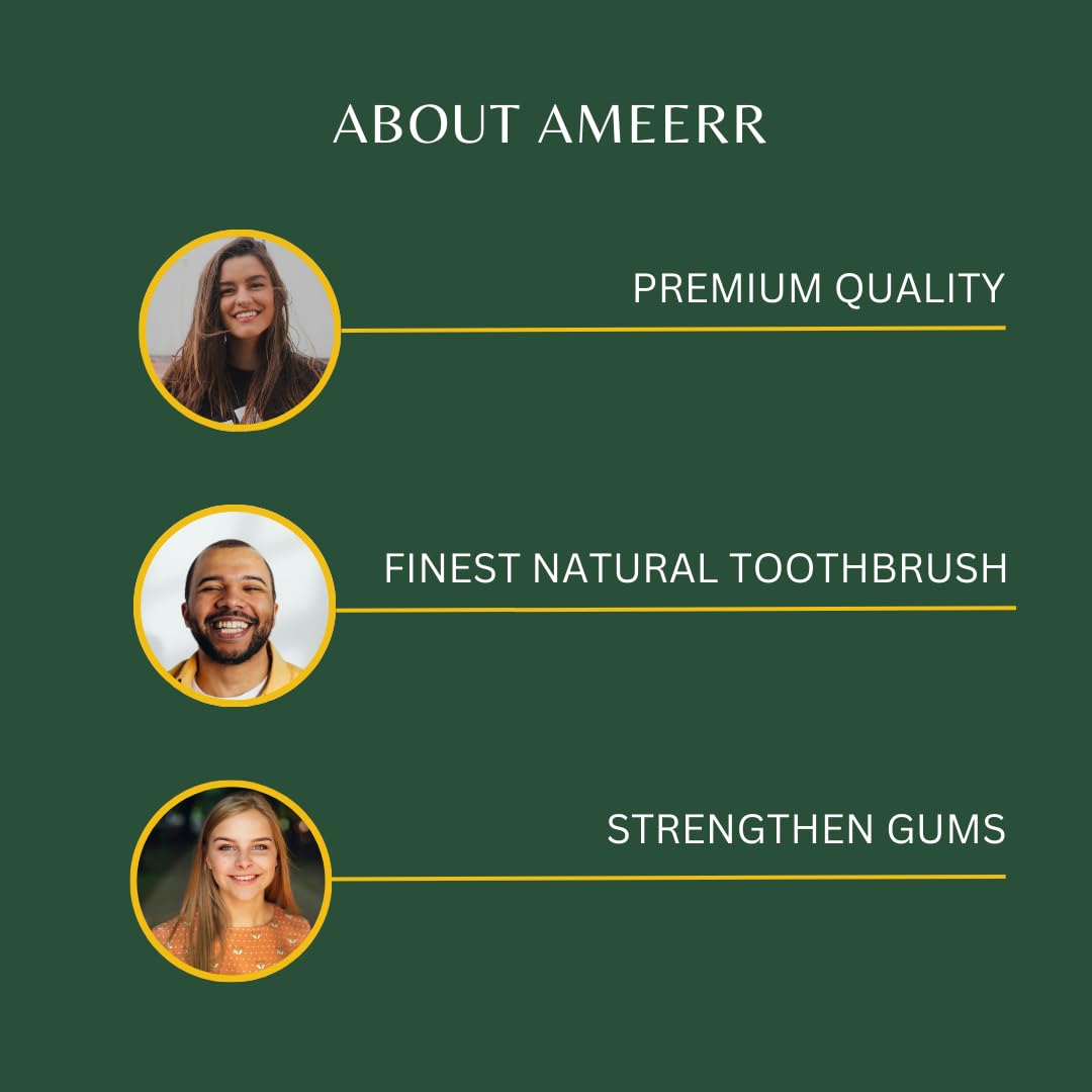 Ameerr Miswak Stick for Teeth | Natural Toothbrush | Natural Teeth Whitening Kit | Organically Grown Miswak | Vacuum Sealed with Holder | Pack of 12