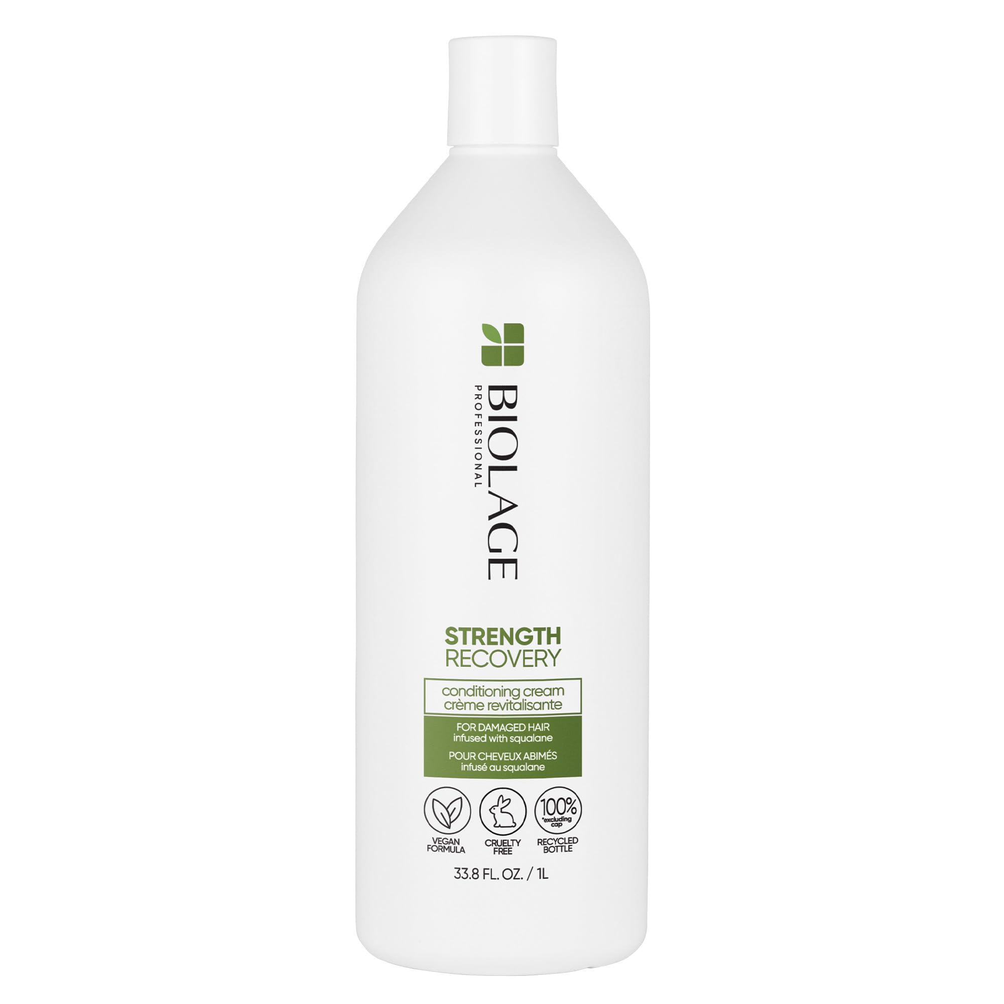 Biolage Strength Recovery Conditioning Cream | Strengthening Conditioner | Moisturizes, Adds Softness & Repairs Damage | For Damaged & Sensitized Hair | Vegan | Cruelty-Free | 33.8 Fl. Oz, pack of 1