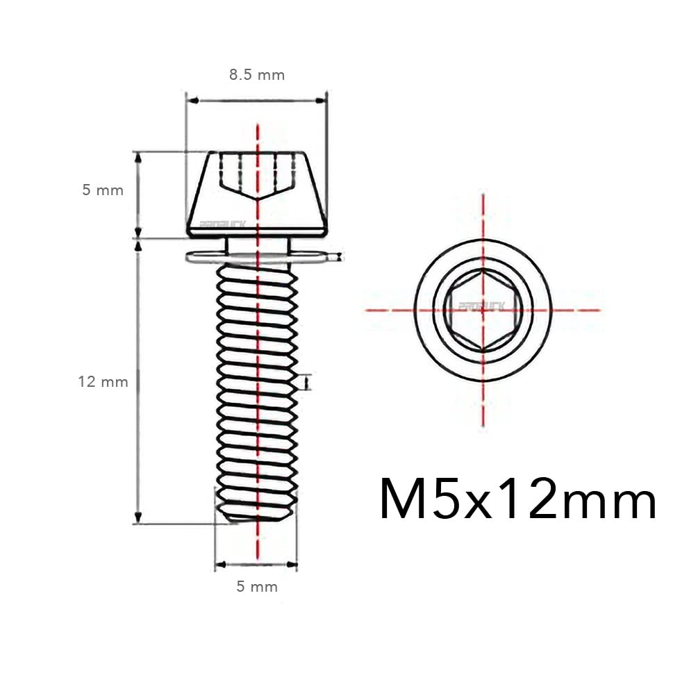 M5x12mm Titanium Bolt with Washers, Bicycle Water Bottle Cage Ti Bolts M5 x 12mm Bolt Hex Screw (4pcs, Multicolored)