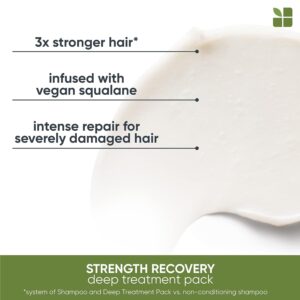 Biolage Strength Recovery Deep Treatment Pack | Moisturizing Hair Repair Mask | For Dry, Damaged Hair Types | Deep Conditioning | Cruelty-Free | Infused with Vegan Squalane | 3.4 Fl. Oz