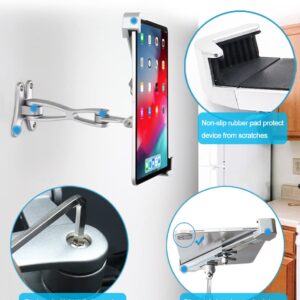 woleyi Anti-Theft Tablet Wall Holder Stand for 9"-14" Tablet, Security Heavy Duty Articulating in-Wall Tablets Mount with Lock and Key, Compatible with iPad Pro 13/Air, Surface Pro/Go, Galaxy Tabs