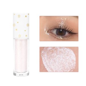 Geeneiya Glitter Liquid Eyeshadow Korean Makeup White Highlight Eyeliner, Pigmented, Long Lasting, Quick Drying, Loose Glue for Crystals Eye (Pearl 03)