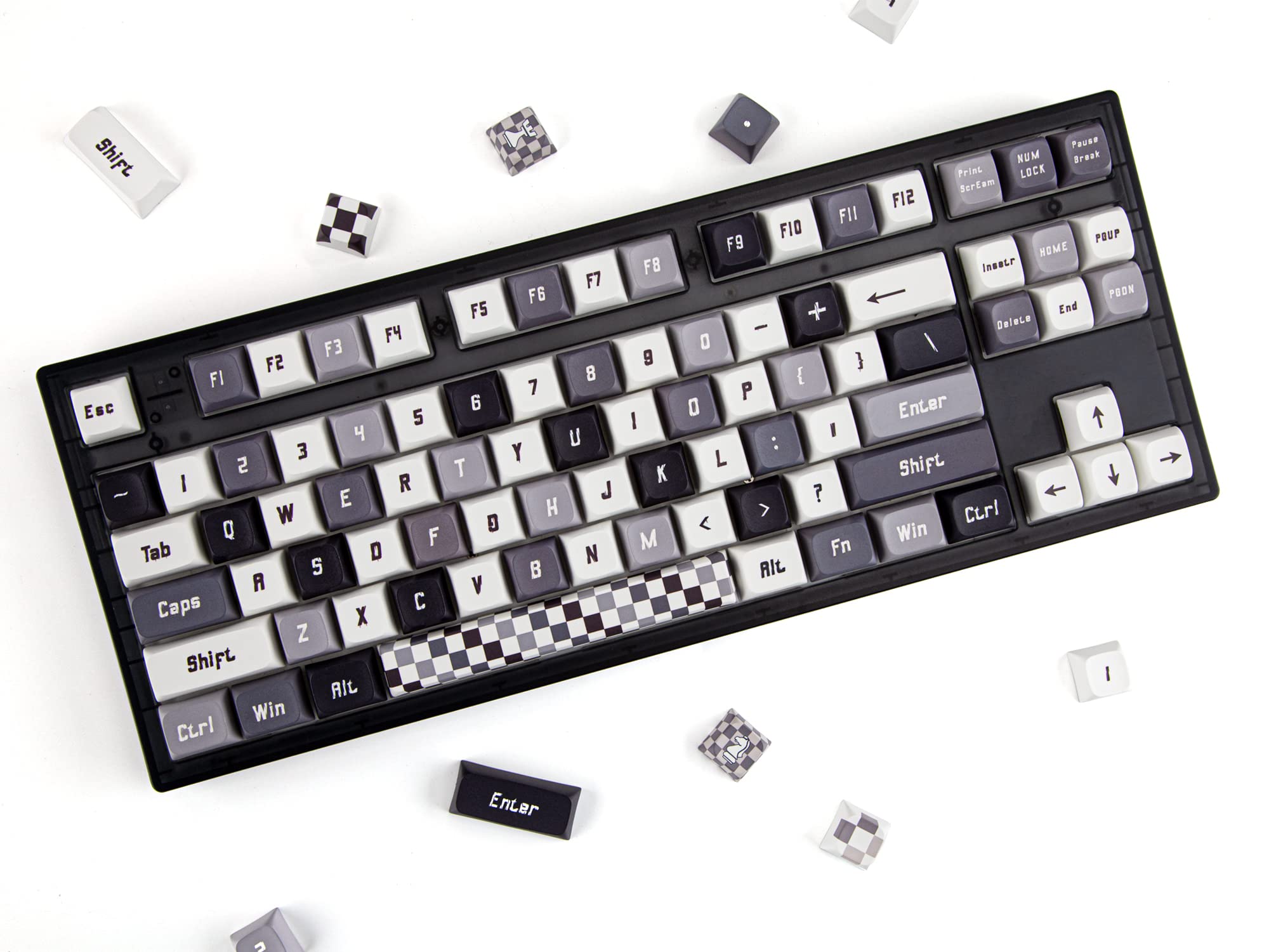 Custom Keycaps 130 Keys Set - XDA Profile Keycaps - PBT Keycaps & Dye Sublimation Key Cap - Compatible with 60%, 75%, 80%, 85%,100% ANSI Layout Gaming Mechanical Keyboard (Checkerboard)