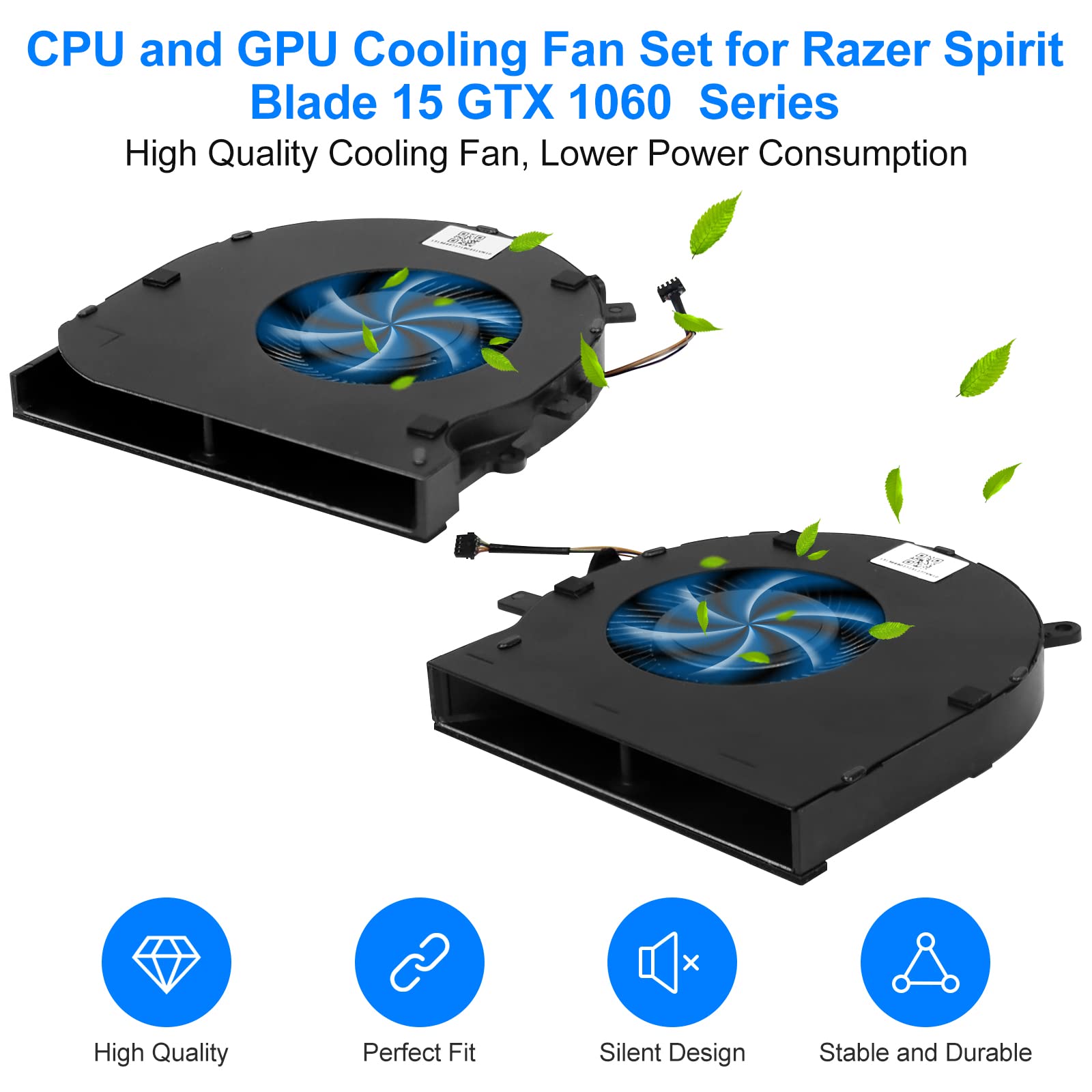 ARLBA CPU+GPU Cooling Fan New Replacement for Razer Spirit Blade 15 GTX1060 RZ09-027 RZ09-0270 RZ09-0300 RZ09-0328 RZ09-0369 RZ09-0369A/B RZ09-03009E97 RZ09-03287E72-R3U1 DFS501105PR0T DFS5K121142621