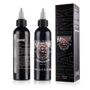 HAWINK Black Tattoo Ink 4oz(120ml) Vegan-Friendly USA Standard Pigment Tattoo Supplies Concentrated Black TI203-120-002