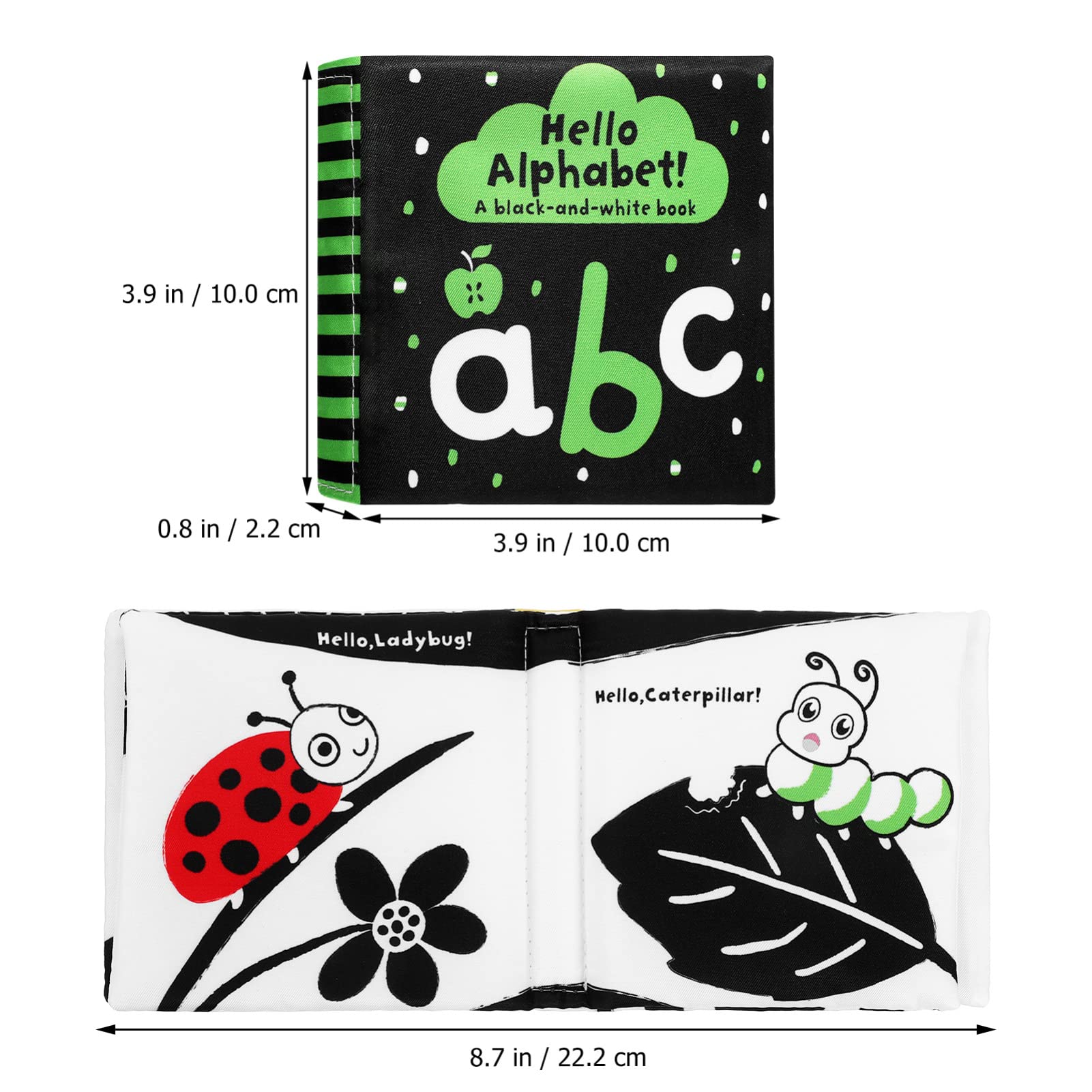 Toyvian 2 Pcs Baby Soft Cloth Book, Black and White High Contrast Baby Activity Crinkle Books Early Educational Learning Toys for 0 3 6 9 12 Months Newborn Infants Babies Boys and Girls