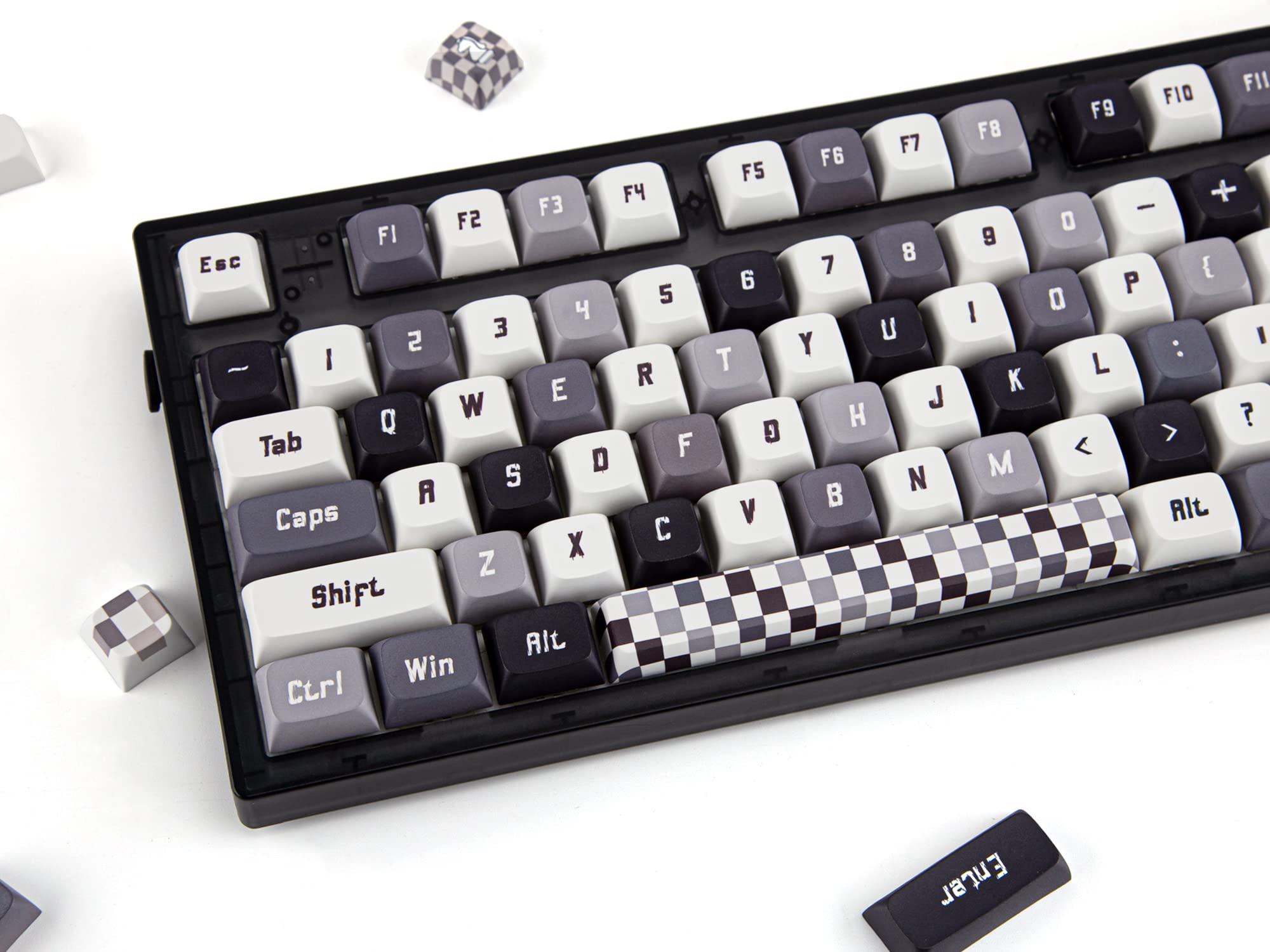 Custom Keycaps 130 Keys Set - XDA Profile Keycaps - PBT Keycaps & Dye Sublimation Key Cap - Compatible with 60%, 75%, 80%, 85%,100% ANSI Layout Gaming Mechanical Keyboard (Checkerboard)