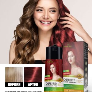 Herbishh Color Shampoo and Conditioner for Gray Hair - Enriched Dye Formula, Long-Lasting & DIY (Cherry Red)