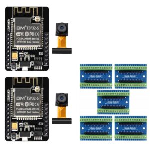 Aideepen 2PCS ESP32 DC 5V Dual-core WL with OV2640 Camera TF Card Module+5pcs Nano Screw Terminal Adapter