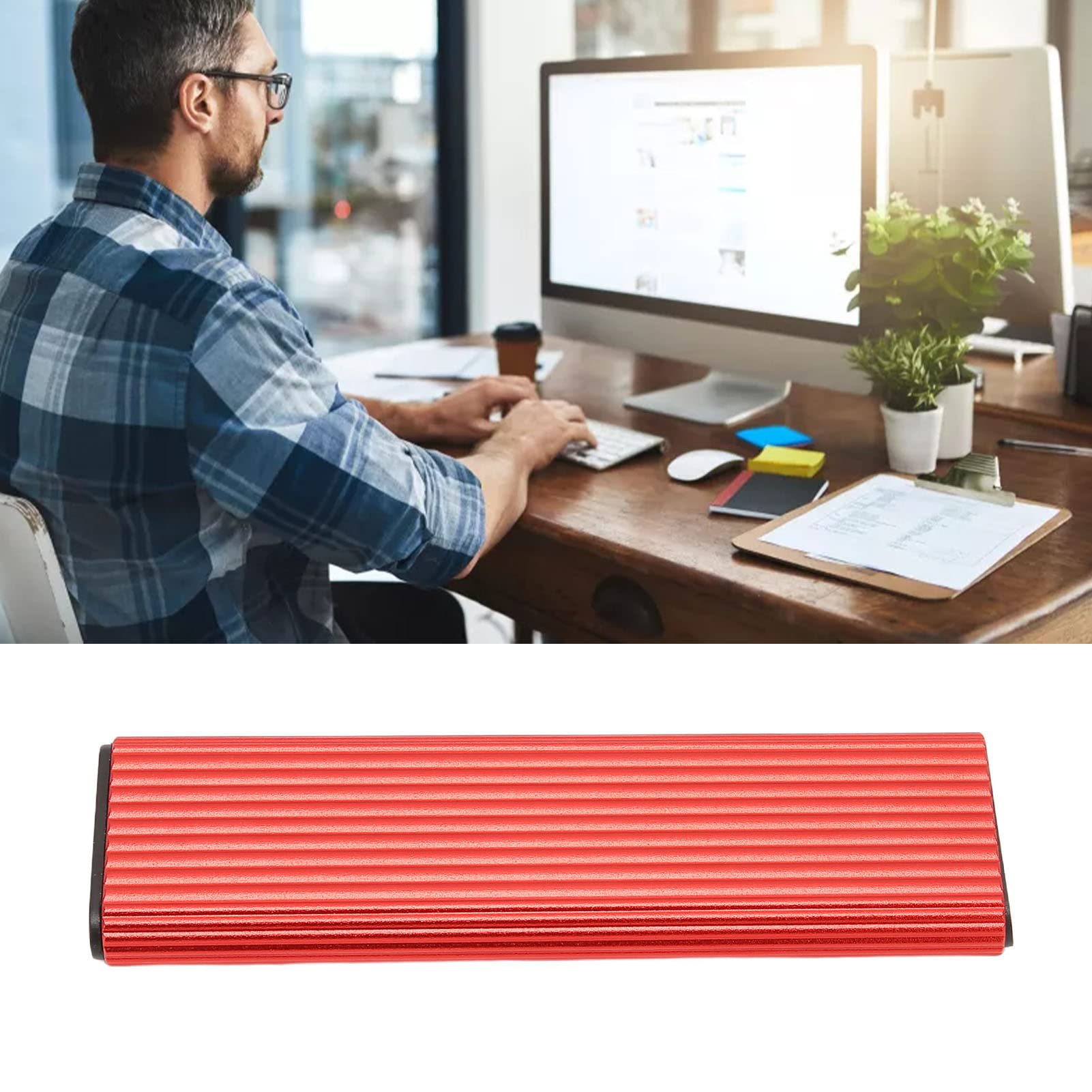 M.2 NVME SSD Enclosure Adapter, Tool USB C 3.1 Computer Solid State Drive, Support UASP, Compatible with SATA 2242/2260/2280, Red