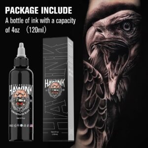 HAWINK Black Tattoo Ink 4oz(120ml) Vegan-Friendly USA Standard Pigment Tattoo Supplies Concentrated Black TI203-120-002