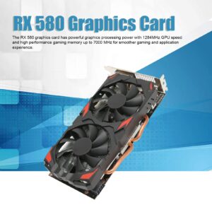 Sanpyl RX 580 Gaming Graphics Card, 8GB GDDR5 256 Bit Video Game Graphics Card, PCI Express 3.0x16, Computer GPU PC Video Cards with Dual Fan Cooling Fan, 3*DisplayPort, DVI