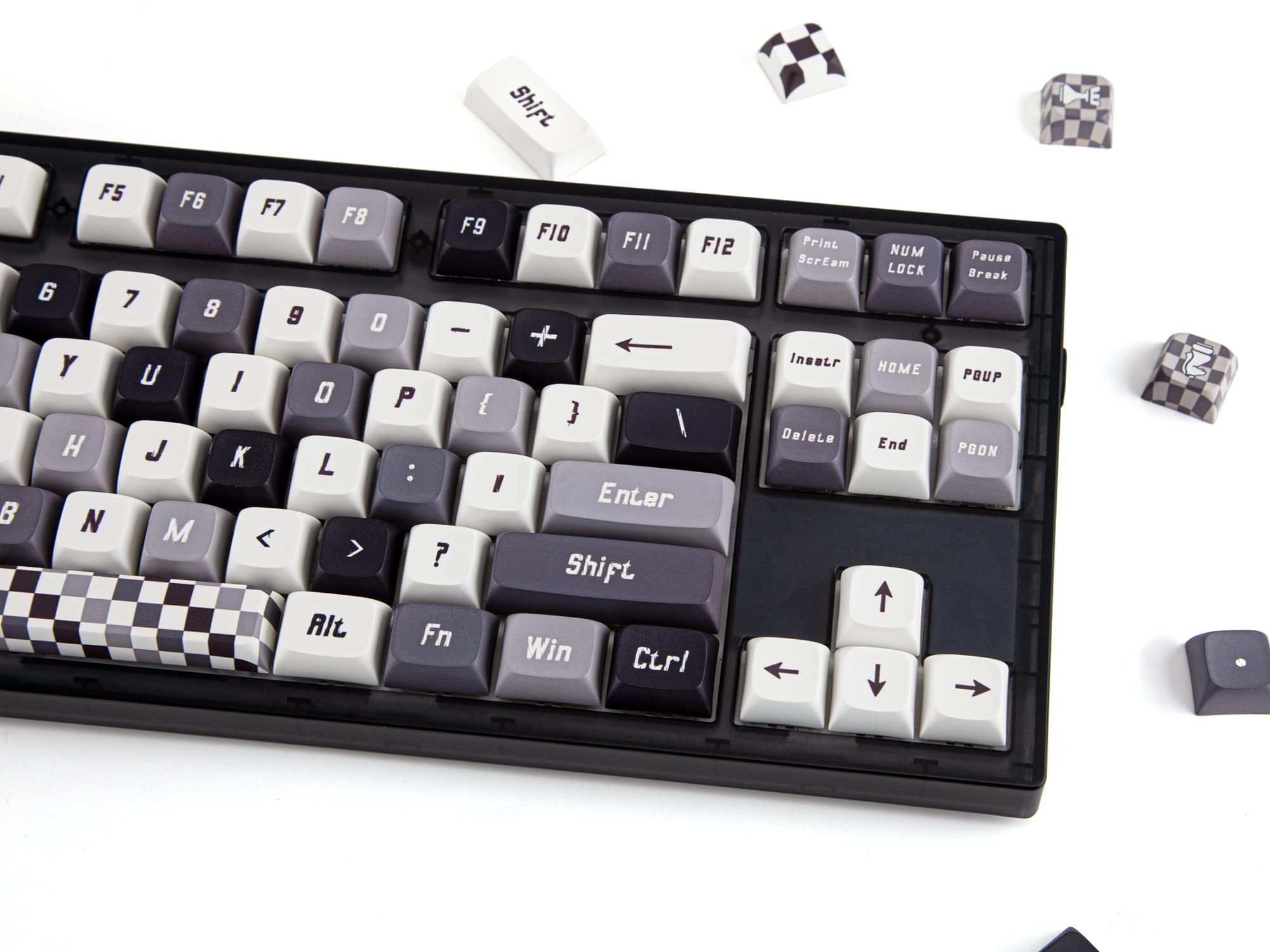 Custom Keycaps 130 Keys Set - XDA Profile Keycaps - PBT Keycaps & Dye Sublimation Key Cap - Compatible with 60%, 75%, 80%, 85%,100% ANSI Layout Gaming Mechanical Keyboard (Checkerboard)