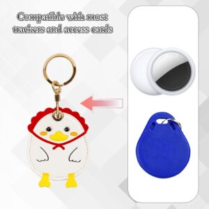 Leather Keychain Case Holder Compatible with Apple AirTag, GPS Airtag Keychain Finder Tracker with Key Ring, Anti-Scratch Protective Air Tag Cover for Keys, Wallet(Red White Chicken)