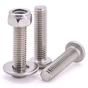 1/4"-20 x 3/4" Stainless Steel Button Head Socket Cap Screws with Hex Locknuts and Flat Washers, 304 Stainless Steel, Full Thread, Coarse Thread, 15 Sets