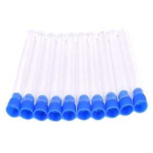 10Pcs 7x100mm Test Tubes with Blue Caps Clear Plastic Test Tubes Set for Halloween, Christamas, Scientific Themed Kids Birthday Party Supplies, Daily Storage Home Storage Box Sealed Bottle