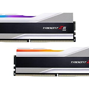 G.SKILL Trident Z5 RGB Series (Intel XMP 3.0) DDR5 RAM 64GB (2x32GB) 6000MT/s CL32-38-38-96 1.40V Desktop Computer Memory UDIMM - Metallic Silver (F5-6000J3238G32GX2-TZ5RS)