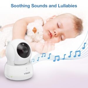 VTech VM924-2 Remote Pan-Tilt-Zoom Baby Monitor with 2 Cameras & Audio,5"LCD Screen,Up to 17Hrs Video Streaming&31Hrs Battery for Audio,Night Vision,1000ft Range,Soothing Sounds,Temperature Sensor