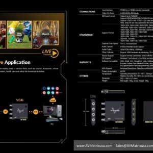 AVMATRIX VC41 4-CH 3G-SDI PCIE simultaneous Input and Capture Card PCIE GEN2×4, 2.5GB/S Transfer Bandwidth Support Portrait and Landscape Mode