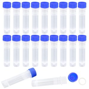 adamas-beta 20pcs 2ml lab plastic frozen test tubes cryovial tubes with blue screw caps cryogenic vials self standing