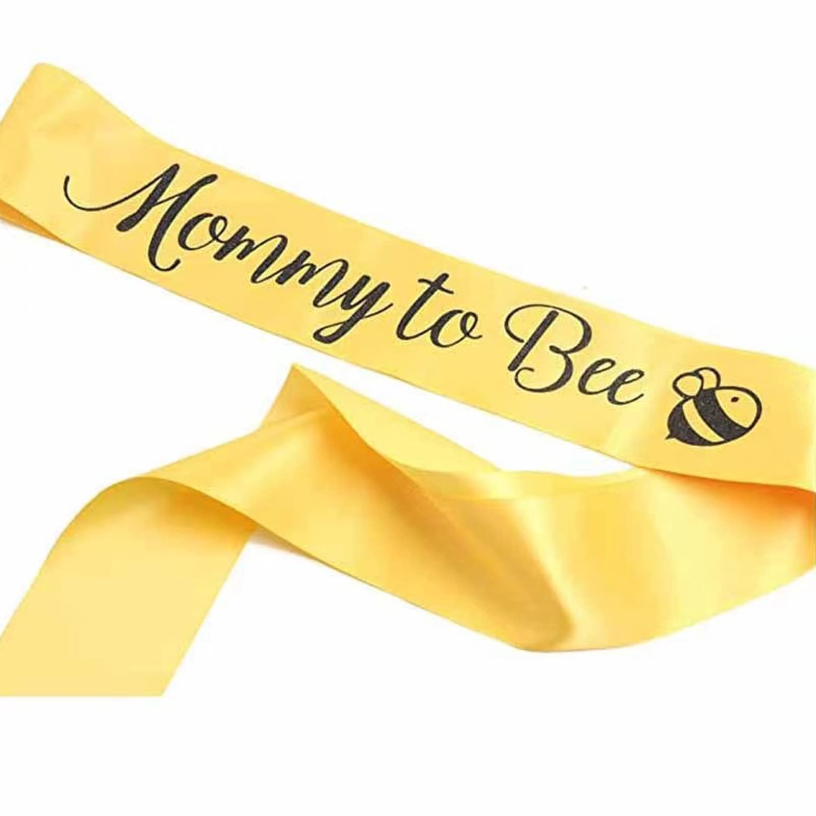 ATEN 2 Pack Baby Shower Decorations Set, Mommy to Bee Sash and Daddy to Bee Tinplate Badge with Cute Bee Pattern Baby Welcome Party Gifts(Yellow)