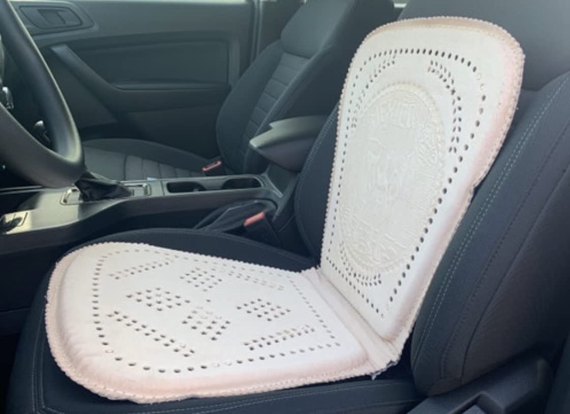 Leather Car Seat Cushion Body Positioner, Respaldo de Cuero para Carro Artesania Mexicana Natural