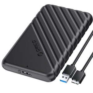 orico 2.5 inch external hard drive enclosure usb 3.0 to sata iii for 7mm and 9.5mm sata hdd ssd tool free [uasp supported] black (25pw1-u3)