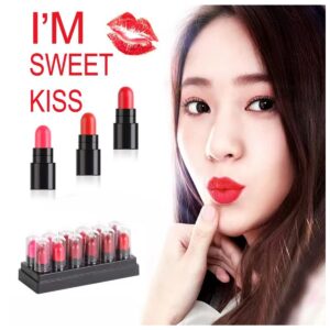 12Pcs Capsule Pills Lipstick Mini Lip Stick Packs Matte Lipstick Set for Women,3 Strawberry Mint Apple Flavor Lip Balm, 3 Changing Color Jelly Magic Lipstick, 3 Matte Lipstick, 3 Metallic Lipstick, Long-Lasting Wear Non-Stick Cup Not Fade Waterproof Lipst