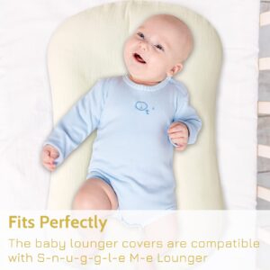 Muslin Baby Lounger Cover, Baby Padded Lounger Cover, Infant Floor Seat Cover, Organic Cotton Removable Slipcover Fits Newborn Lounger for Boys and Girls, Blue and Creamy-White