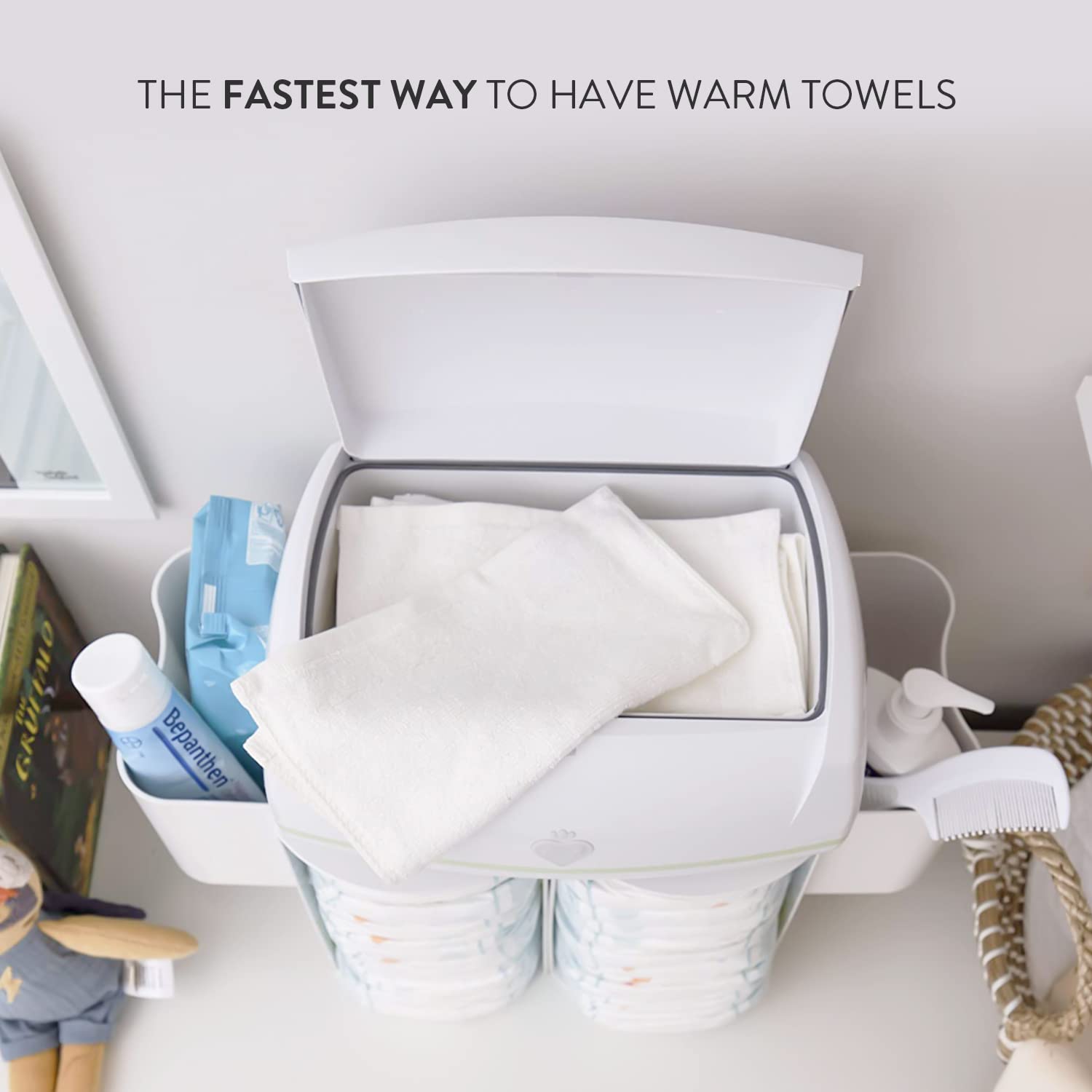 Prince Lionheart Warmies Wipes Warmer Kit Designed for Reusable Cloth Wipes | Includes 1 everFRESH Pillow and 1 Dresser Top Diaper Depot