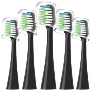 sonic replacement toothbrush heads compatible with waterpik complete care 9.0 (cc-01cd012-2) and 5.0 (wp-862, wp-872, wp-877, wp-882, wp-892) electric toothbrush,5 count (black)