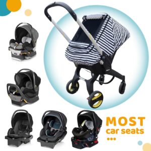 Car Seat Covers for Babies,Baby Car Seat Cover for Boys Girls,Windproof Infant Carseat Cover,Kick-Proof Car Seat Canopy with Breathable Mesh Peep Window(Black Stripe)