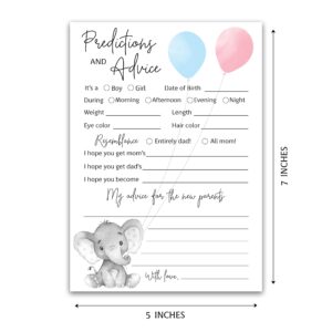 GENDER REVEAL Prediction and Advice Cards - Pack of 25 - Elephant Blue or Pink Baby Shower Games, New Parents, Mom & Dad to be, Mommy & Daddy Message, Coed Shower Activity Keepsake Book G510-PDAV