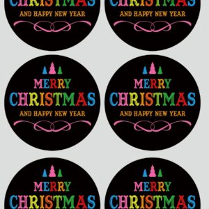 2 inch Black Merry Christmas Stickers Labels Adhesive Decorative Envelope Seals Stickers for Cards Envelopes Boxes (150 PCS)