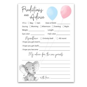 GENDER REVEAL Prediction and Advice Cards - Pack of 25 - Elephant Blue or Pink Baby Shower Games, New Parents, Mom & Dad to be, Mommy & Daddy Message, Coed Shower Activity Keepsake Book G510-PDAV