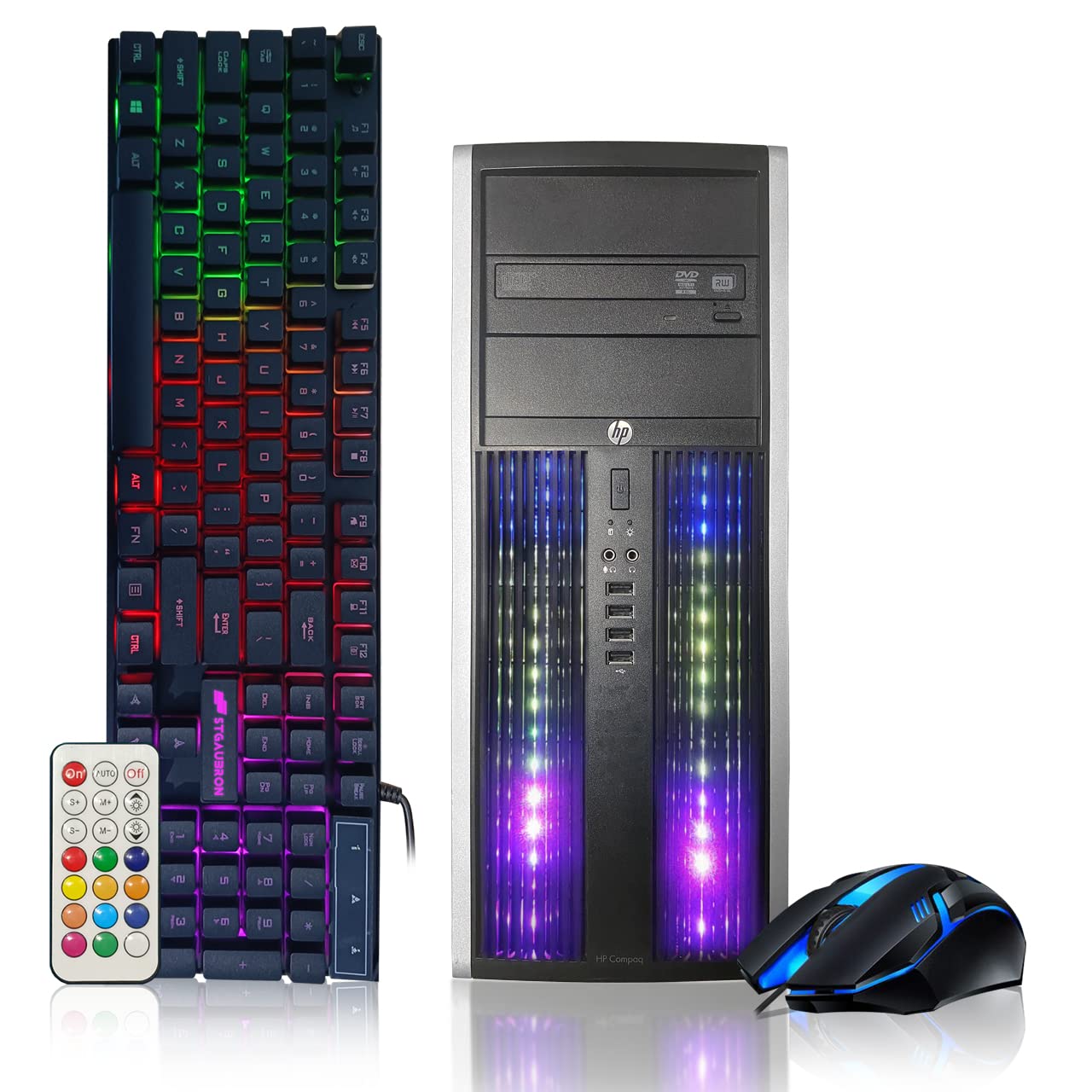 HP RGB Gaming Desktop PC, Intel Quad I7 up to 3.8GHz, 16GB RAM, GeForce GTX 1050 Ti 4G GDDR5, 512G SSD, DVD, WiFi & Bluetooth, RGB Keyboard & Mouse, Win 10 Pro (Renewed)