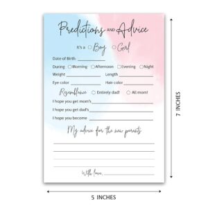 GENDER REVEAL Prediction and Advice Cards - Pack of 25 - Minimalist Blue or Pink Baby Shower Games, New Parents, Mom & Dad to be, Mommy & Daddy Message, Coed Shower Activity Keepsake Book G752-PDAV