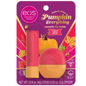 eos limited edition pumpkin everything lip balm- pumpkin crème brûlée, all-day moisture, made for sensitive skin, lip care products, 0.39 oz, 2 piece set