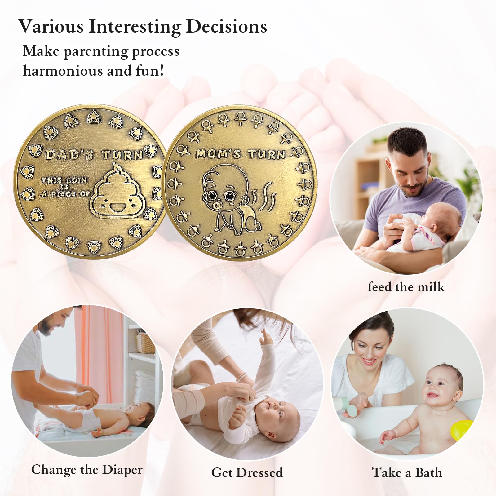 New Parent Decision Coin Funny Pregnancy Gifts for First Time Moms Dads Cute New Parents Gift for Couples Mommy Daddy Women Men Christmas Birthdays Gift