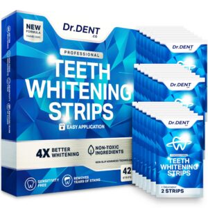 drdent professional teeth whitening strips 21 treatments - safe for enamel - non sensitive teeth whitening - whitening without any harm - pack of 42 strips + mouth opener included