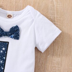 vivifayee Baby Boy One 1st Birthday Outfits Space First Birthday Boy Clothes Set Short Sleeve Bow Tie Romper Long Pants Set Suspenders