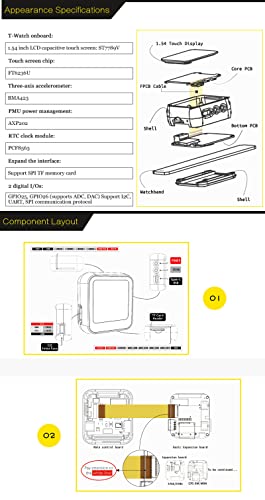 WayPonDEV T-Watch Programmable Wearable for Enviromental Interation WiFi Bluetooth ESP32 Development Kit, Support GPS & LoRa