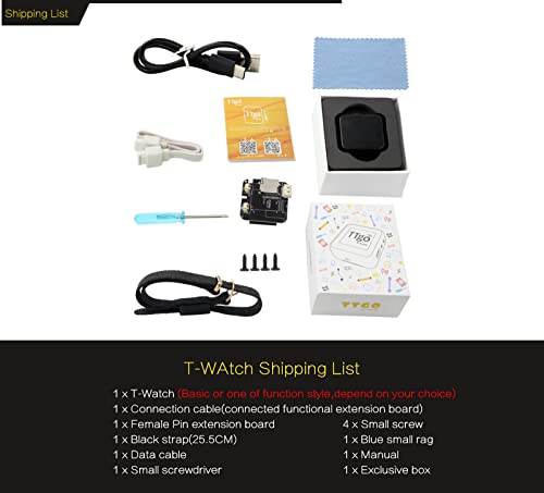 WayPonDEV T-Watch Programmable Wearable for Enviromental Interation WiFi Bluetooth ESP32 Development Kit, Support GPS & LoRa