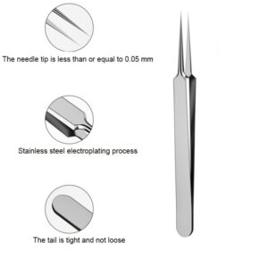 ericotry 1Pcs Stainless Steel Pointed Tweezers Ingrown Hair Tweezer Blackhead Remover Splinter Tweezer