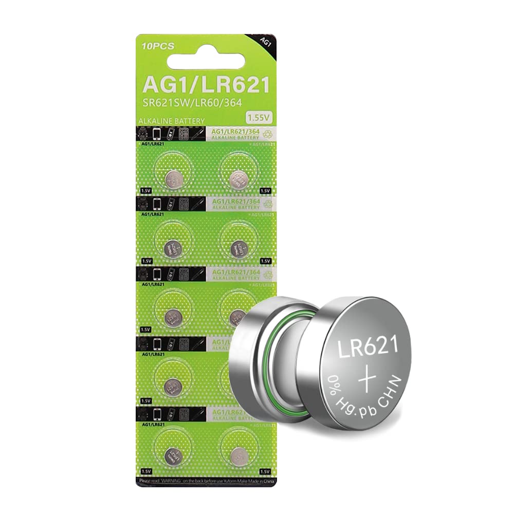 Cotchear AG1 Coin Battery 10pcs/Pack LR621 364 SR621SW 621 LR60 CX60 Alkaline 1.55V Button Cell Batteries for Watch Toy