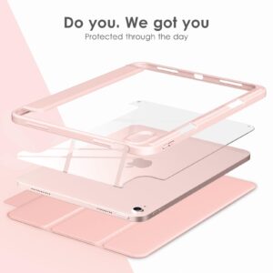 DTTOCASE for iPad 10th Generation Case 2022, 10.9 Inch Case with Clear Transparent Back and TPU Shockproof Frame Cover [Built-in Pencil Holder, Support Auto Sleep/Wake] -Rose Gold