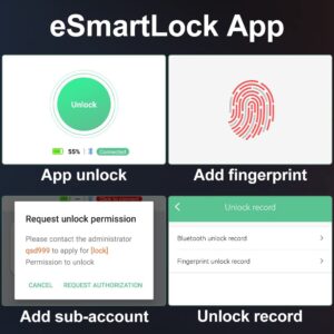Key Padlock with Fingerprint Bluetooth App eLinkSmart Combination Lock: Large Padlock for Truck Gate Footlocker Gym Locker Outdoor ​Waterproof Heavy Duty Support iOS Watch